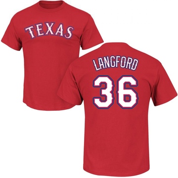 Men's Texas Rangers Wyatt Langford ＃36 Roster Name & Number T-Shirt - Red