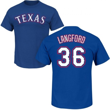 Men's Texas Rangers Wyatt Langford ＃36 Roster Name & Number T-Shirt - Royal