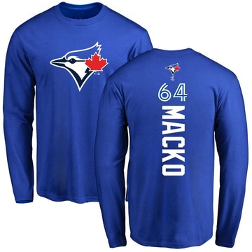 Men's Toronto Blue Jays Adam Macko ＃64 Backer Long Sleeve T-Shirt - Royal