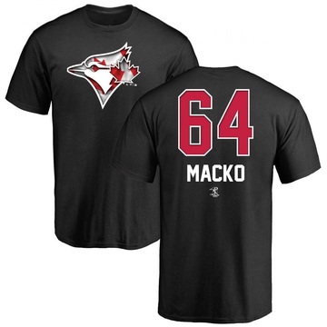 Men's Toronto Blue Jays Adam Macko ＃64 Name and Number Banner Wave T-Shirt - Black