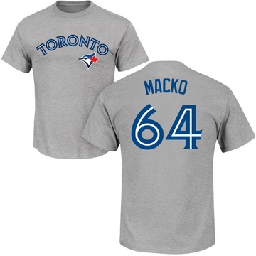 Men's Toronto Blue Jays Adam Macko ＃64 Roster Name & Number T-Shirt - Gray