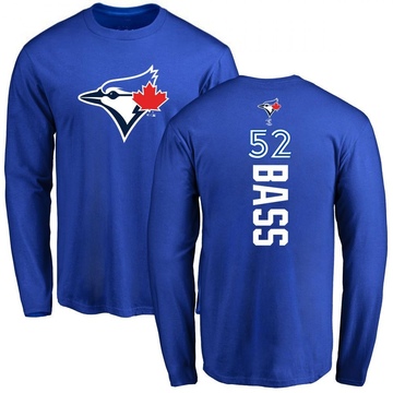 Men's Toronto Blue Jays Anthony Bass ＃52 Backer Long Sleeve T-Shirt - Royal