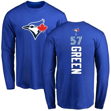Men's Toronto Blue Jays Chad Green ＃57 Backer Long Sleeve T-Shirt - Royal