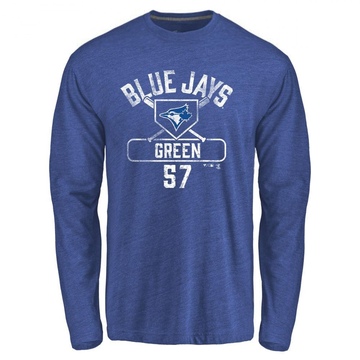 Men's Toronto Blue Jays Chad Green ＃57 Base Runner Long Sleeve T-Shirt - Royal