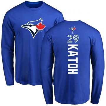 Men's Toronto Blue Jays Gosuke Katoh ＃29 Backer Long Sleeve T-Shirt - Royal