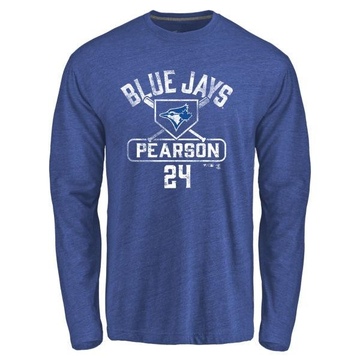 Men's Toronto Blue Jays Nate Pearson ＃24 Base Runner Long Sleeve T-Shirt - Royal