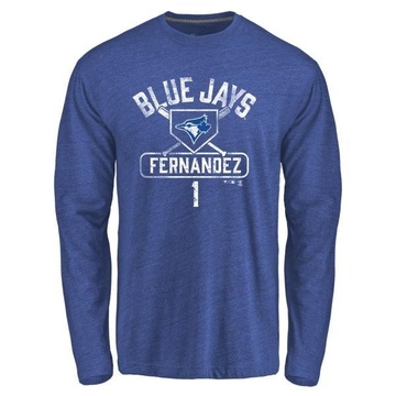 Men's Toronto Blue Jays Tony Fernandez ＃1 Base Runner Long Sleeve T-Shirt - Royal