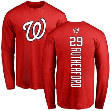 Men's Washington Nationals Blake Rutherford ＃29 Backer Long Sleeve T-Shirt - Red