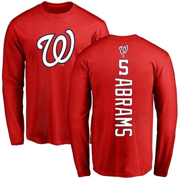 Men's Washington Nationals CJ Abrams ＃5 Backer Long Sleeve T-Shirt - Red