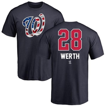 Men's Washington Nationals Jayson Werth ＃28 Name and Number Banner Wave T-Shirt - Navy