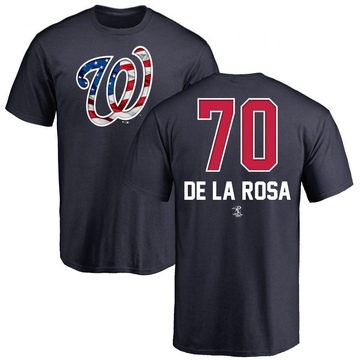Men's Washington Nationals Jeremy De La Rosa ＃70 Name and Number Banner Wave T-Shirt - Navy