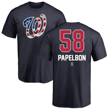 Men's Washington Nationals Jonathan Papelbon ＃58 Name and Number Banner Wave T-Shirt - Navy