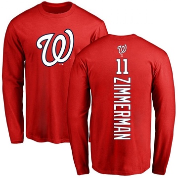 Men's Washington Nationals Ryan Zimmerman ＃11 Backer Long Sleeve T-Shirt - Red