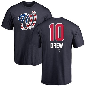 Men's Washington Nationals Stephen Drew ＃10 Name and Number Banner Wave T-Shirt - Navy