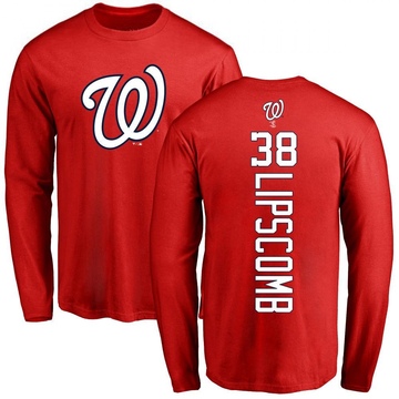 Men's Washington Nationals Trey Lipscomb ＃38 Backer Long Sleeve T-Shirt - Red