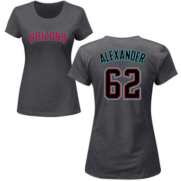Women's Arizona Diamondbacks Blaze Alexander ＃62 Roster Name & Number T-Shirt - Charcoal