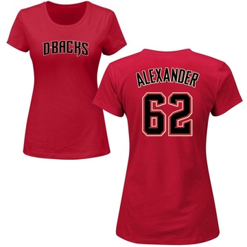 Women's Arizona Diamondbacks Blaze Alexander ＃62 Roster Name & Number T-Shirt Crimson