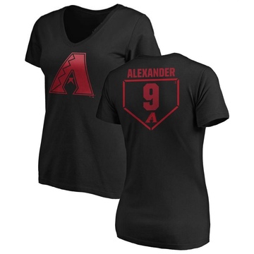 Women's Arizona Diamondbacks Blaze Alexander ＃9 RBI Slim Fit V-Neck T-Shirt - Black