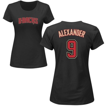 Women's Arizona Diamondbacks Blaze Alexander ＃9 Roster Name & Number T-Shirt - Black
