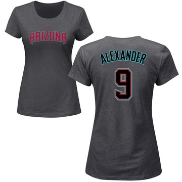 Women's Arizona Diamondbacks Blaze Alexander ＃9 Roster Name & Number T-Shirt - Charcoal