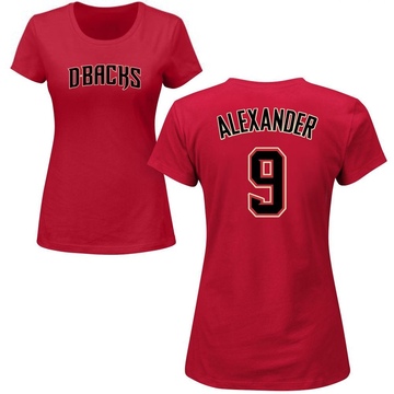 Women's Arizona Diamondbacks Blaze Alexander ＃9 Roster Name & Number T-Shirt Crimson