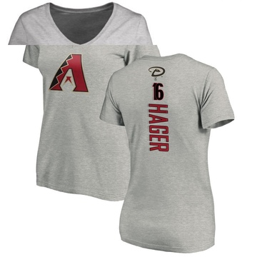 Women's Arizona Diamondbacks Jake Hager ＃16 Backer Slim Fit T-Shirt Ash