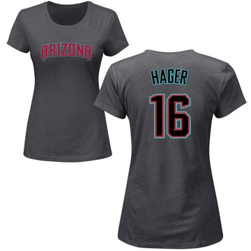 Women's Arizona Diamondbacks Jake Hager ＃16 Roster Name & Number T-Shirt - Charcoal