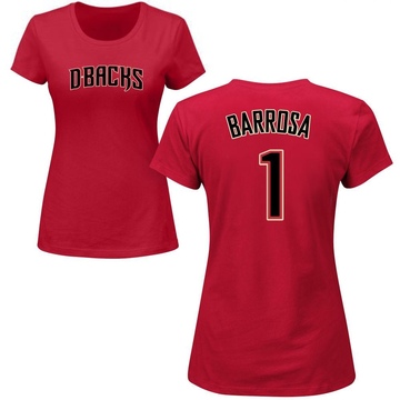 Women's Arizona Diamondbacks Jorge Barrosa ＃1 Roster Name & Number T-Shirt Crimson