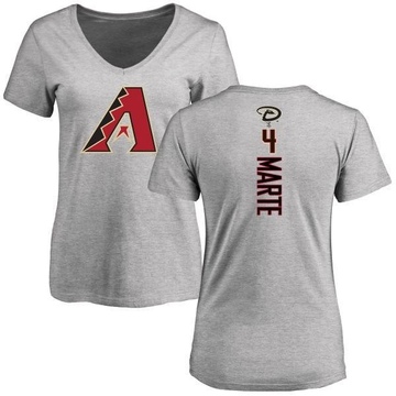 Women's Arizona Diamondbacks Ketel Marte ＃4 Backer Slim Fit T-Shirt Ash