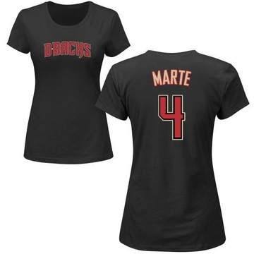 Women's Arizona Diamondbacks Ketel Marte ＃4 Roster Name & Number T-Shirt - Black