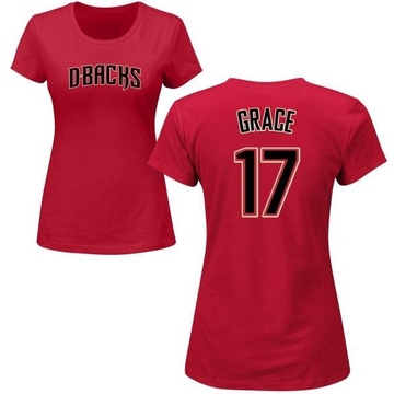 Women's Arizona Diamondbacks Mark Grace ＃17 Roster Name & Number T-Shirt Crimson