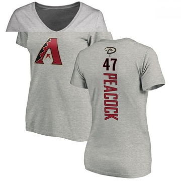 Women's Arizona Diamondbacks Matt Peacock ＃47 Backer Slim Fit T-Shirt Ash