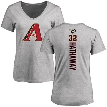 Women's Arizona Diamondbacks Steve Hathaway ＃32 Backer Slim Fit T-Shirt Ash