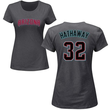 Women's Arizona Diamondbacks Steve Hathaway ＃32 Roster Name & Number T-Shirt - Charcoal