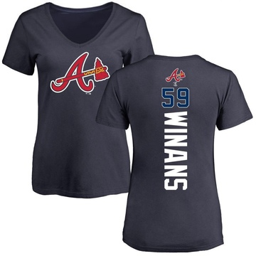 Women's Atlanta Braves Allan Winans ＃59 Backer Slim Fit T-Shirt - Navy