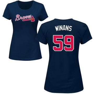 Women's Atlanta Braves Allan Winans ＃59 Roster Name & Number T-Shirt - Navy