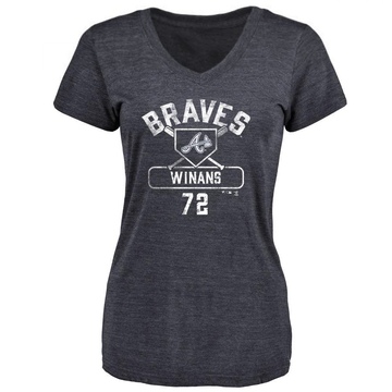 Women's Atlanta Braves Allan Winans ＃72 Base Runner T-Shirt - Navy