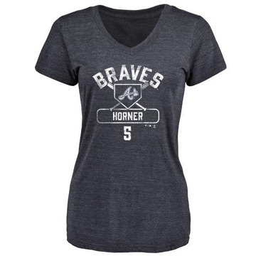 Women's Atlanta Braves Bob Horner ＃5 Base Runner T-Shirt - Navy