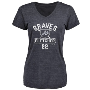 Women's Atlanta Braves David Fletcher ＃22 Base Runner T-Shirt - Navy