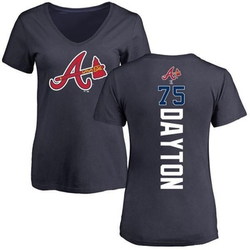 Women's Atlanta Braves Grant Dayton ＃75 Backer Slim Fit T-Shirt - Navy