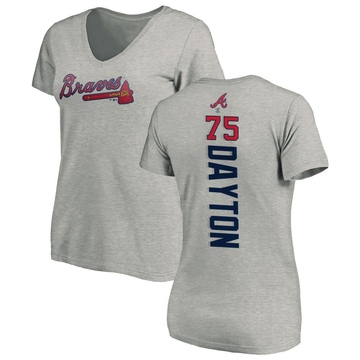Women's Atlanta Braves Grant Dayton ＃75 Backer Slim Fit T-Shirt Ash