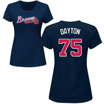 Women's Atlanta Braves Grant Dayton ＃75 Roster Name & Number T-Shirt - Navy