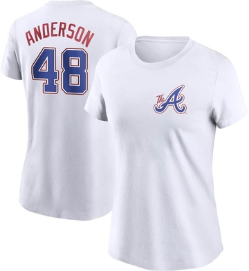 Women's Atlanta Braves Ian Anderson ＃48 2023 City Connect Name & Number T-Shirt - White