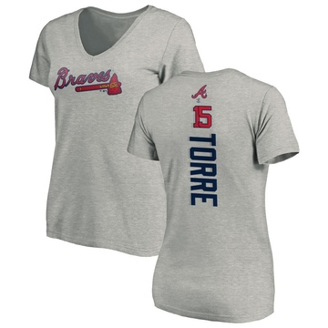 Women's Atlanta Braves Joe Torre ＃15 Backer Slim Fit T-Shirt Ash