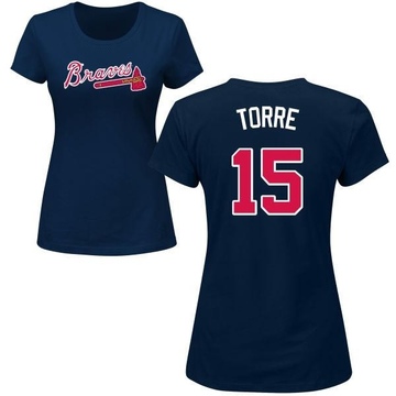 Women's Atlanta Braves Joe Torre ＃15 Roster Name & Number T-Shirt - Navy