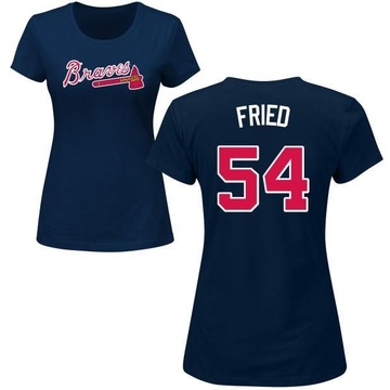 Women's Atlanta Braves Max Fried ＃54 Roster Name & Number T-Shirt - Navy