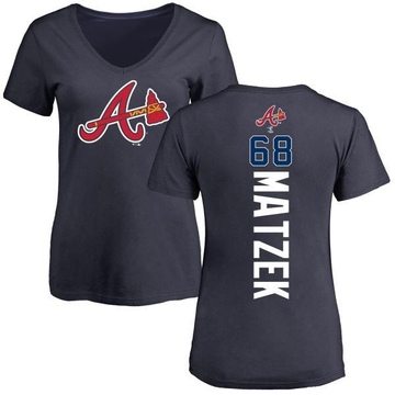 Women's Atlanta Braves Tyler Matzek ＃68 Backer Slim Fit T-Shirt - Navy