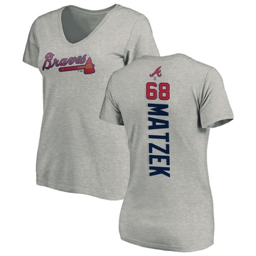 Women's Atlanta Braves Tyler Matzek ＃68 Backer Slim Fit T-Shirt Ash