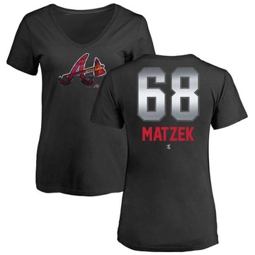 Women's Atlanta Braves Tyler Matzek ＃68 Midnight Mascot V-Neck T-Shirt - Black