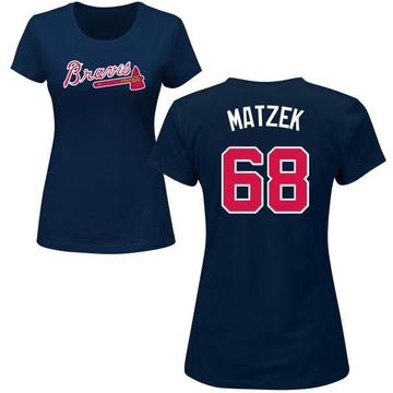 Women's Atlanta Braves Tyler Matzek ＃68 Roster Name & Number T-Shirt - Navy
